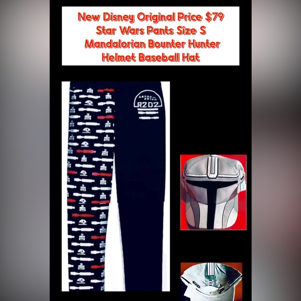 Disney Star War Pants & Hat Mandalorian Bounty Hunter Helmet Hat Pant Size XXL/S